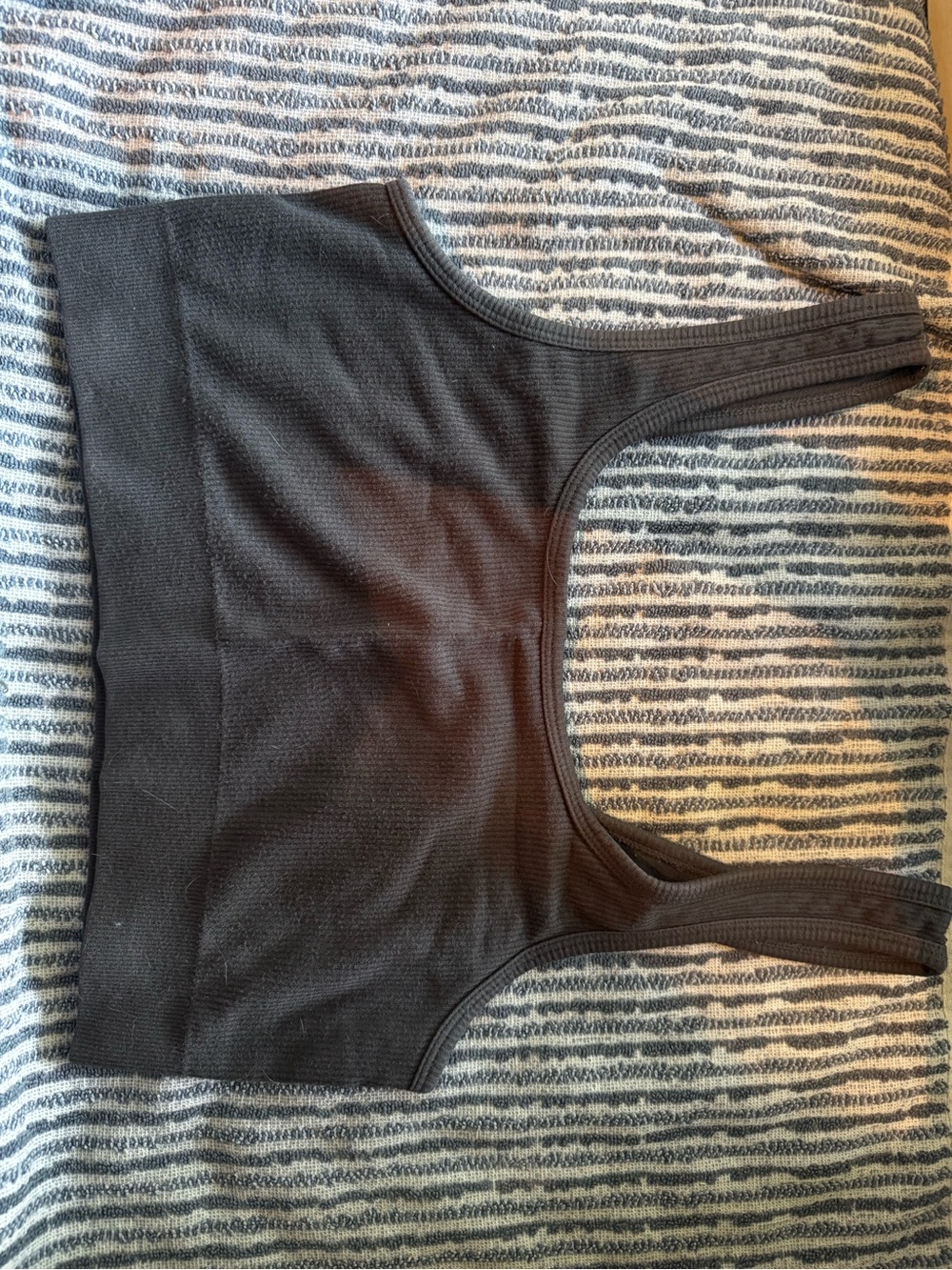 Set Fabletics Slate Blue Ribbed Athletic Bra/Short - Picture 3 of 6